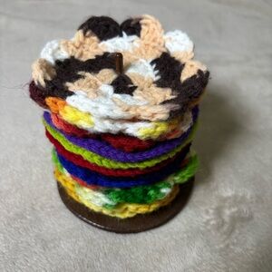 Set Of 12 Colorful Crochet Coasters Set With Holder